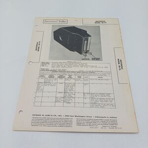 VTG Howard Sams 1947 Radio Photofact Folder Motorola Model CR-76